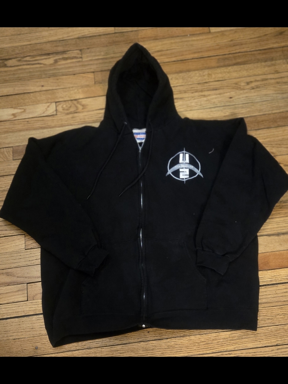 U2 360° Tour Black Full-Zip Hoodie. Embroidered. XL